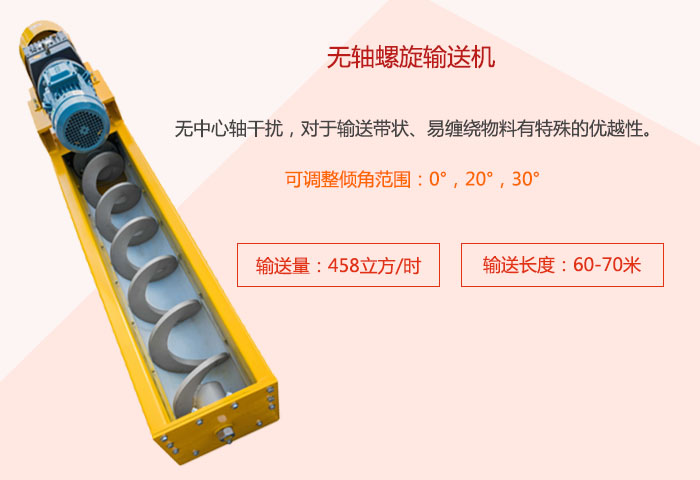 采用無(wú)軸設(shè)計(jì)，適合輸送粘性強(qiáng)、易堵塞的物料